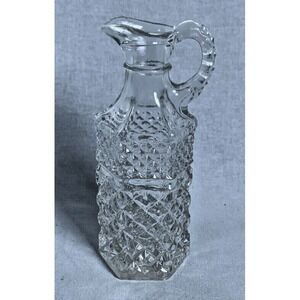 Vintage Pyrex Glass Decanter Cruet Diamond Pattern Oil Vinegar Stopper